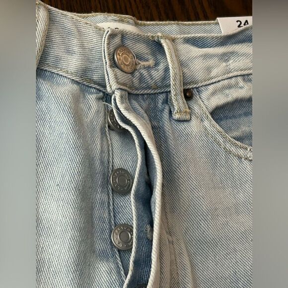 PacSun Light Blue Ultra High Waisted Vintage Denim Shorts size 24 NWT cotton - Picture 13 of 16